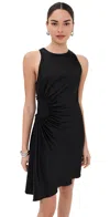Victoria Beckham Womens Black Slash-neck Ruched Woven-midi Dress In Black