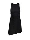 Victoria Beckham Womens Black Slash-neck Ruched Woven-midi Dress In Black