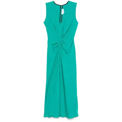 Victoria Beckham Sleeveless Gathered Midi Dress In Green