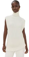 Victoria Beckham Sleeveless High Neck Sweater Ivory In Ivory