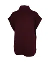 Victoria Beckham Sleeveless High Neck Sweater Top In Maroon Wool In Burgundy