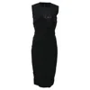 Victoria Beckham Sleeveless Mesh Midi Dress In Black Polyester In Black