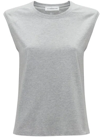 Victoria Beckham Sleeveless Organic Cotton Top In Grau