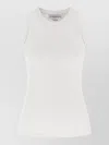 Victoria Beckham Sleeveless Rib Knit Tank Top Embroidered In White