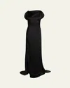 Victoria Beckham Sleeveless Satin Slit Gown In Black