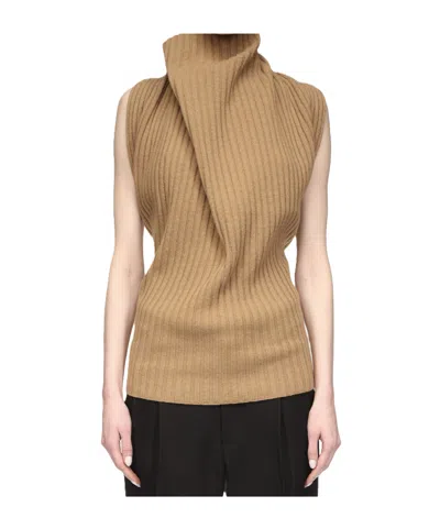 Victoria Beckham Sleeveless Sweater In Brown