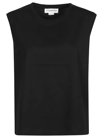 Victoria Beckham Sleeveless Crew Neck T-shirt In Black