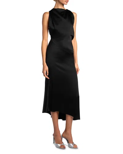 Victoria Beckham Twist-detail Sleeveless Midi Dress In Black