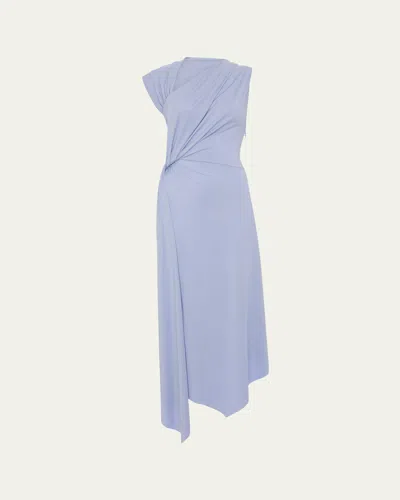 Victoria Beckham Sleeveless Twisted Asymmetric Midi Dress In Blue