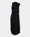 Victoria Beckham Sleeveless Twisted Drape Backless Midi Dress In Multi