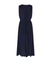 Victoria Beckham Draped V-neck Midi Dress With Asymmetric Hem In Blue