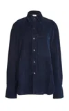 Victoria Beckham Slim Cotton Shirt In Navy