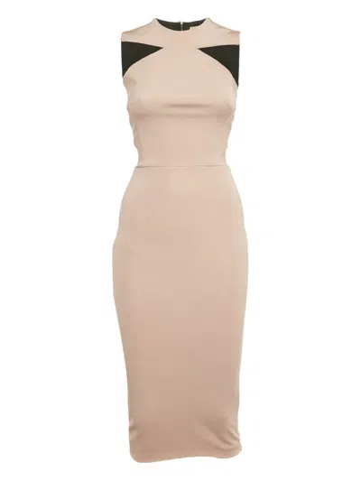 Pre-owned Victoria Beckham Slim Midi Dress In Neutral