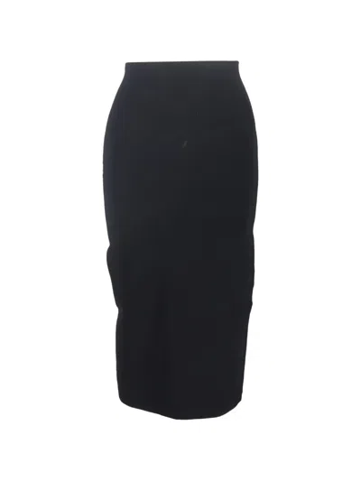 Pre-owned Victoria Beckham Slit Midi Skirt In Black