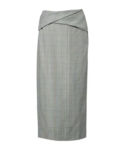 Victoria Beckham Slit Skirt In Gray