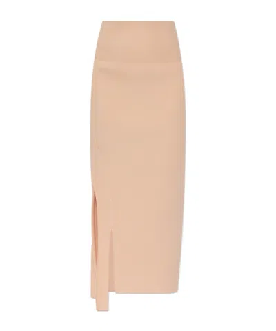 Victoria Beckham Slit Skirt In Nude