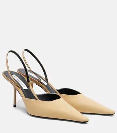 Victoria Beckham Sloan Canvas Slingback Mules In Gold