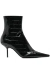 Victoria Beckham Sloan Pointed Crocodile-effect Boots In Black