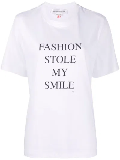 VICTORIA BECKHAM SLOGAN-PRINT ORGANIC COTTON T-SHIRT