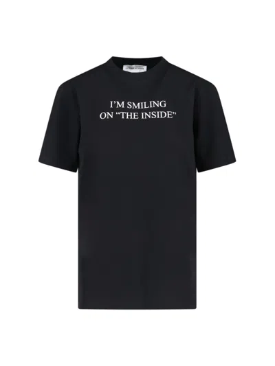 Victoria Beckham Slogan Cotton T-shirt In Black
