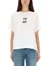 Victoria Beckham Graphic Print Crew Neck Short Sleeve Top In White