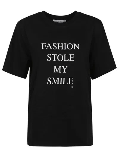 Victoria Beckham Graphic Print Crew Neck T-shirt In Black Fashion Stole My Smile