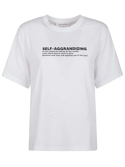 Victoria Beckham Printed Crew-neck Graphic Half-sleeved T-shirt In White