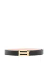 Victoria Beckham Small Grained-leather Belt In Black