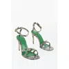 Victoria Beckham Snake Effect Leather Ankle-strap Sandals Heel 9cm In Gray