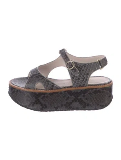 Pre-owned Victoria Beckham Snakeskin Animal Print Espadrilles In Gray
