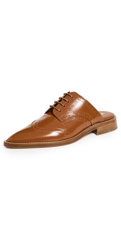 Victoria Beckham Spazzolato Oxford Mules Tan In Brown