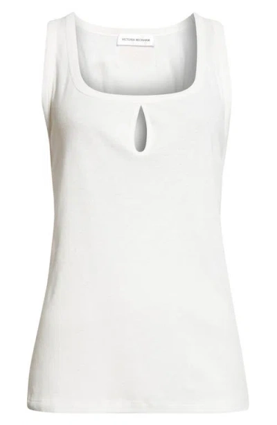 Victoria Beckham Split Cotton & Linen Jersey Tank In White