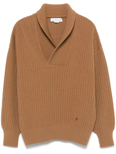 Victoria Beckham Split-neck Sweater In Brown