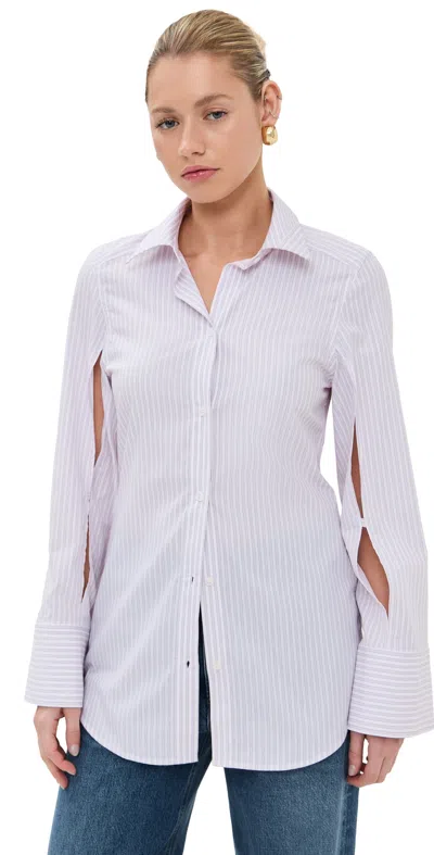 Victoria Beckham Split Sleeve Fitted Shirt Lilac/paprika/white In Multi