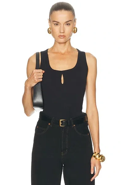 Victoria Beckham Fitted Keyhole Ruched Tank Top In Black
