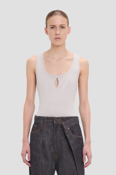 Victoria Beckham Split Tank Top In Magnesium In Gray
