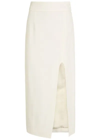 Victoria Beckham Split Twill Midi Skirt In White