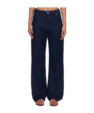 Victoria Beckham Split Utility Straight Leg Casual Pants In Navy Blue