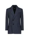 Victoria Beckham Split-collar Pinstriped Blazer In Blue