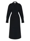 Victoria Beckham Spread-collar Long-sleeve Midi Dress In Black