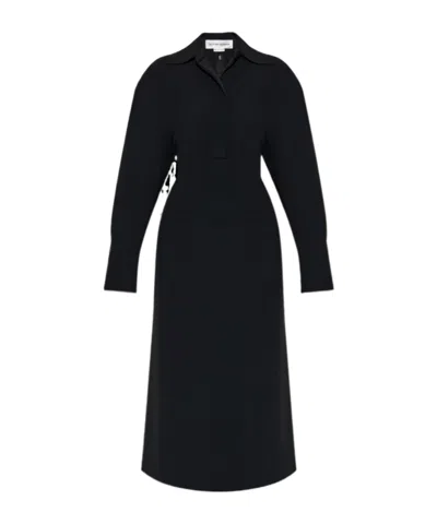 VICTORIA BECKHAM SPREAD-COLLAR LONG-SLEEVE MIDI DRESS