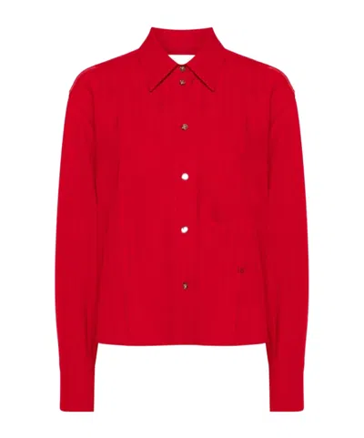 Victoria Beckham Spread-collar Textured Shirt In Red