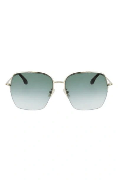 Victoria Beckham Square 61mm Sunglasses In Gold/green Gradient