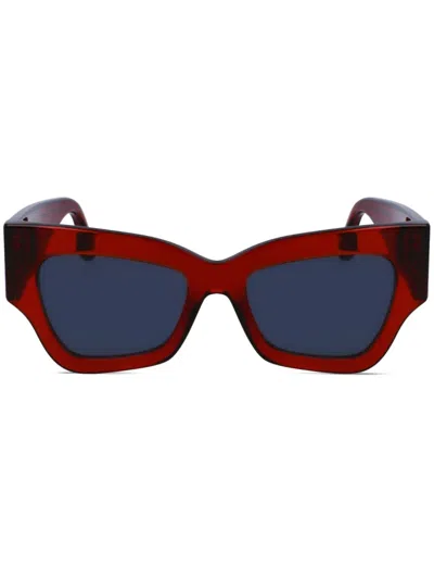 Victoria Beckham Square-frame Sunglasses In Red
