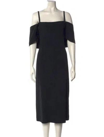 Pre-owned Victoria Beckham Square Neckline Midi Length Dress In Black