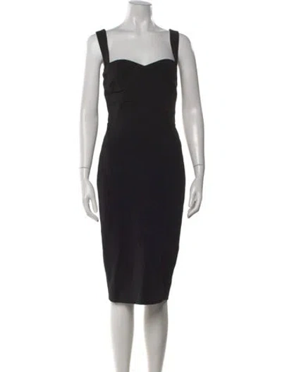 Pre-owned Victoria Beckham Square Neckline Midi Length Dress In Black