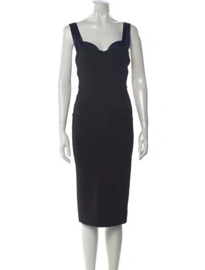 Pre-owned Victoria Beckham Square Neckline Midi Length Dress In Black