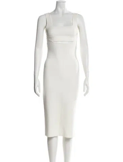 Pre-owned Victoria Beckham Square Neckline Midi Length Dress In Neutral