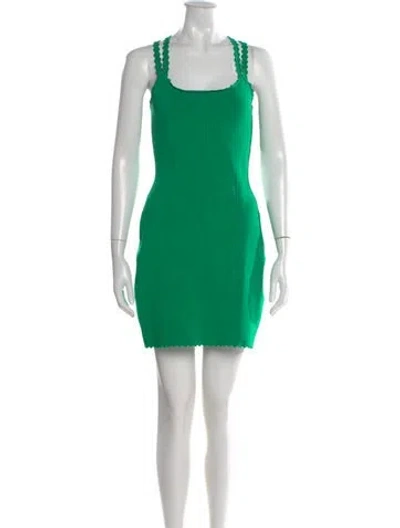Pre-owned Victoria Beckham Square Neckline Mini Dress In Green