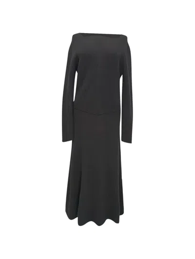 Pre-owned Victoria Beckham Square-neck Long-sleeve Dress In Black